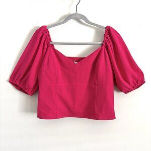 NEW Abercrombie & Fitch Pink Puff Sleeve Sweetheart Corset Top Women’s Large